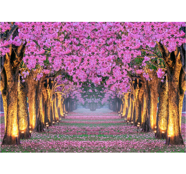Tapisserie autres fleurs chemin de fleurs roses - TenStickers