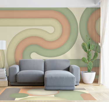 Tapisserie salon motif rétro incurvé - TenStickers