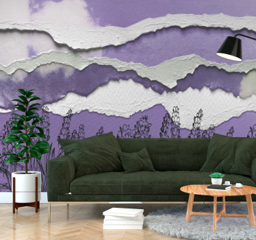 Tapisserie murale champ de lavande style abstrait - TenStickers