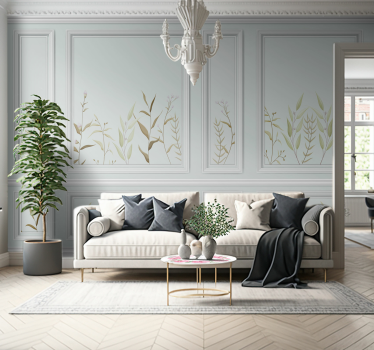 Tapisserie murale vintage moulage avec motif plantes - TenStickers