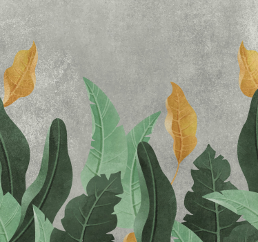 Tapisserie murale salon plantes sur béton - TenStickers