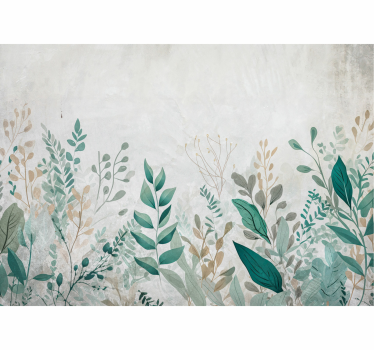 Papier peint salon peinture de plantes - TenStickers