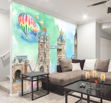 Balloon over tower bridge londres murales - TenStickers