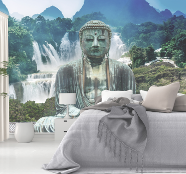 Papier peint zen paysage cascade bouddha - TenStickers