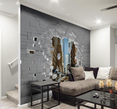 Papier peint 3d derrière le mur New York skyline - TenStickers
