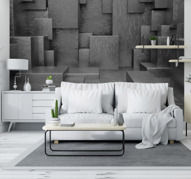 Papier peint 3d cubes gris - TenStickers
