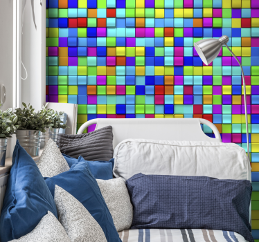 Papier peint graphique cubes colorés - TenStickers