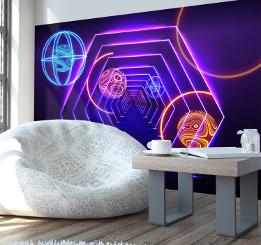 Papier peint 3d graphique effet visuel tunnel - TenStickers