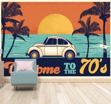 Papier peint design vintage Bienvenue dans les années 70 - TenStickers