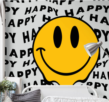 Papier peint design vintage Grand visage souriant - TenStickers