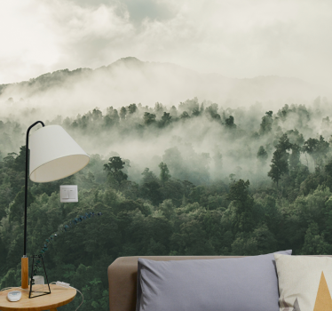 Papier peint forêt brumeuse vue d'en haut - TenStickers