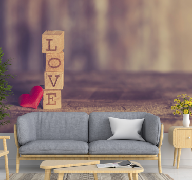 Tapisserie murale avec texte d'amour en bois - TenStickers