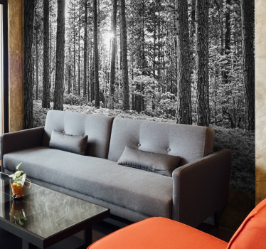 Papier peint salon forêt arbres noir et blanc - TenStickers