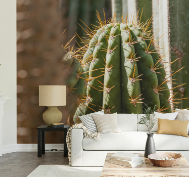 Tapisserie désert gros plan sur un cactus - TenStickers