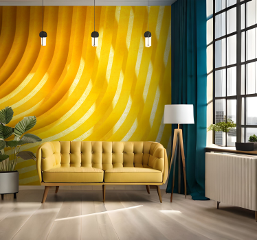 Papier peint 3d jaune vagues - TenStickers
