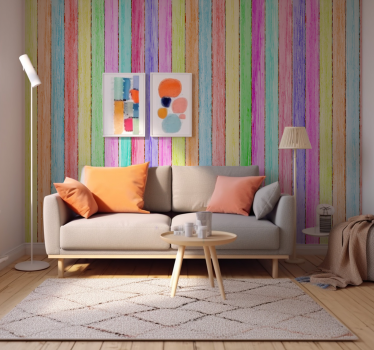 Tapisserie murale planches de bois de couleur - TenStickers