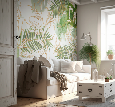 Papier peint salon feuilles de palmier - TenStickers