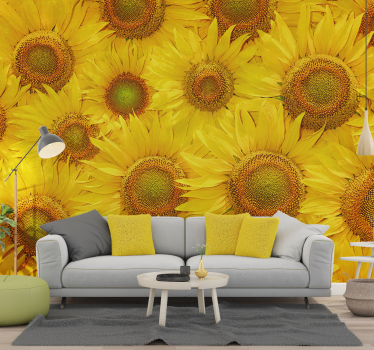 Tapisserie murale salon tournesols - TenStickers