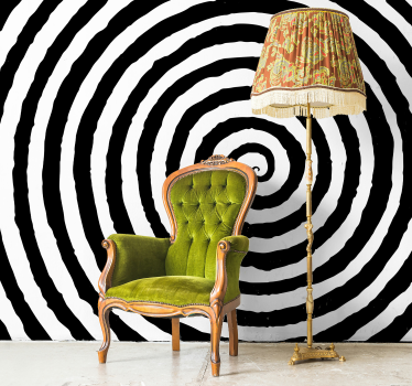 Tapisserie panoramique spirale noire et blanche - TenStickers