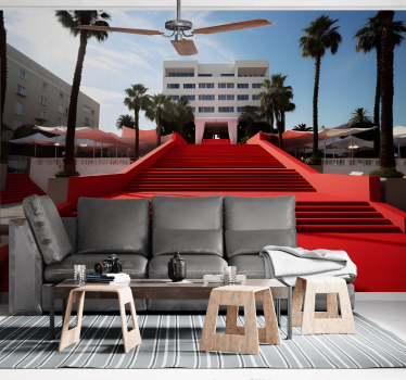 Tapisserie murale tapis rouge cannes - TenStickers