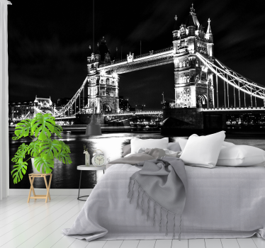 Papier peint noir et blanc de tower bridge city - TenStickers