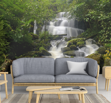 Tapisserie murale forêt et cascade - TenStickers