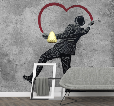 Papier peint graffiti Banksy coeur - TenStickers