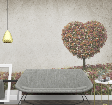 Tapisserie printemps arbre en forme de coeur - TenStickers
