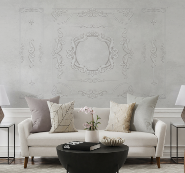 Papier peint panoramique style baroque gris - TenStickers