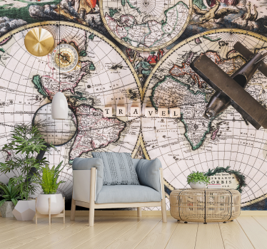 Papier peint vintage carte du monde - TenStickers