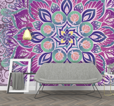 Ppapier peint zen effet vitrail violet - TenStickers