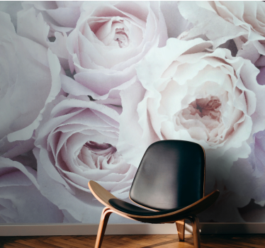 Photo murale de roses élégant romantique blanc et rose - TenStickers