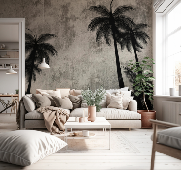 Papier peint salon paysage de béton tropical - TenStickers