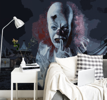 Papier peint panoramique clown effrayant - TenStickers