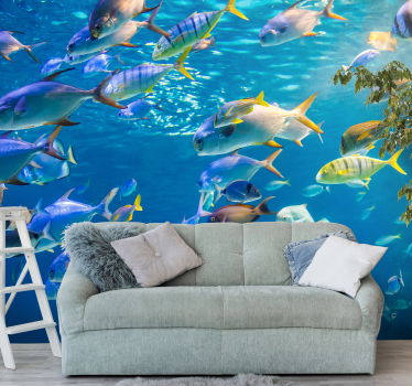 Tapisserie murale poissons nageants dans l'eau - TenStickers