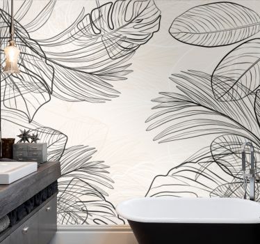 Papier peint panoramique formes feuilles fines couleurs chaudes - TenStickers