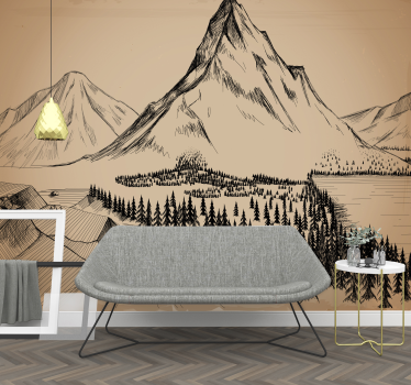 Pins avec des roches forêt murale - TenStickers