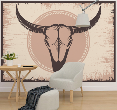 Tapisserie salon tête de buffle décorative - TenStickers