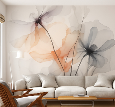 Papier peint salon fleurs aquarelle - TenStickers