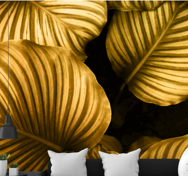 Tapisserie autres fleurs motifs de feuilles dorées - TenStickers