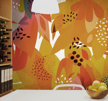 Tapisserie autres fleurs motifs de feuilles vibrants - TenStickers