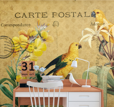 Tapisserie autres fleurs perroquets et flore vintage - TenStickers