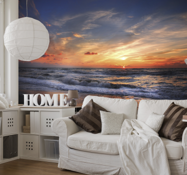 Tapisserie mer paysage marin au coucher du soleil - TenStickers