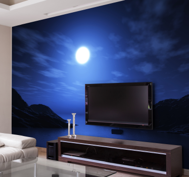 Tapisserie ciel scène de nuit lunaire - TenStickers