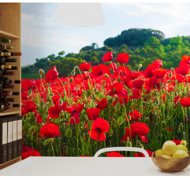 Tapisserie coquelicots champ de coquelicots - TenStickers