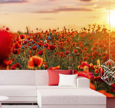 Tapisserie coquelicots champ de coquelicots éclatant - TenStickers