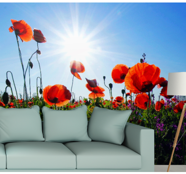 Tapisserie coquelicots champ de coquelicots ensoleillé - TenStickers