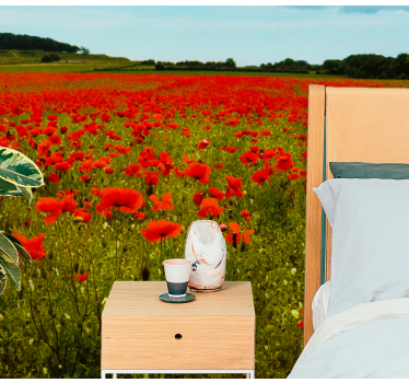 Tapisserie coquelicots champ de coquelicots vibrant - TenStickers