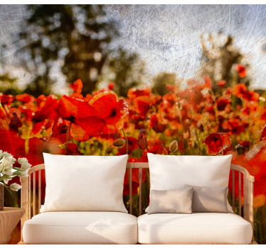 Tapisserie coquelicots champ de fleurs coquelicots - TenStickers