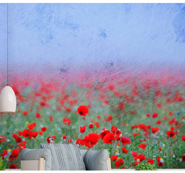 Tapisserie coquelicots champs de coquelicots luxuriants - TenStickers